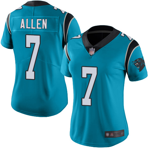 Carolina Panthers Limited Blue Women Kyle Allen Alternate Jersey NFL Football #7 Vapor Untouchable->women nfl jersey->Women Jersey